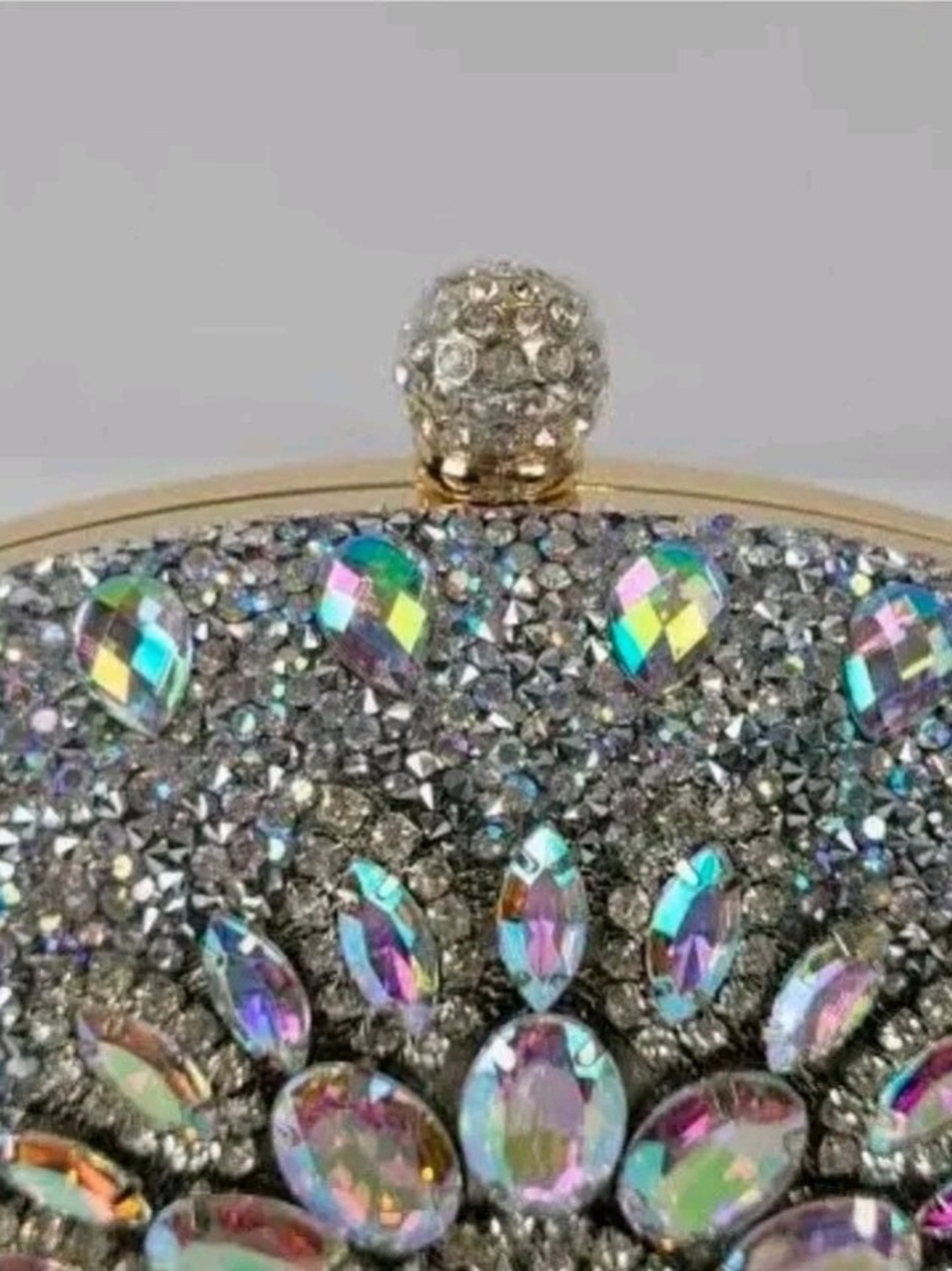 Ramla Handcrafted Sparkling Iridescent Crystal Evening Clutch - Silver - Picture 5 of 7